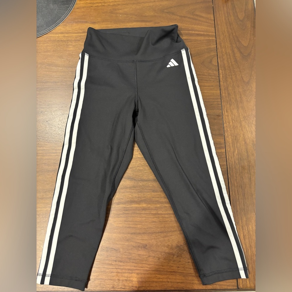 Adidas Kids Black Leggings with White Accents
